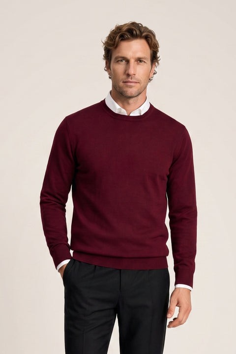 Koyu Bordo Bisiklet Yaka Regular Fit Triko Kazak