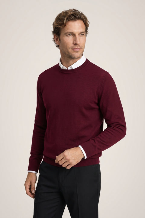 Koyu Bordo Bisiklet Yaka Regular Fit Triko Kazak
