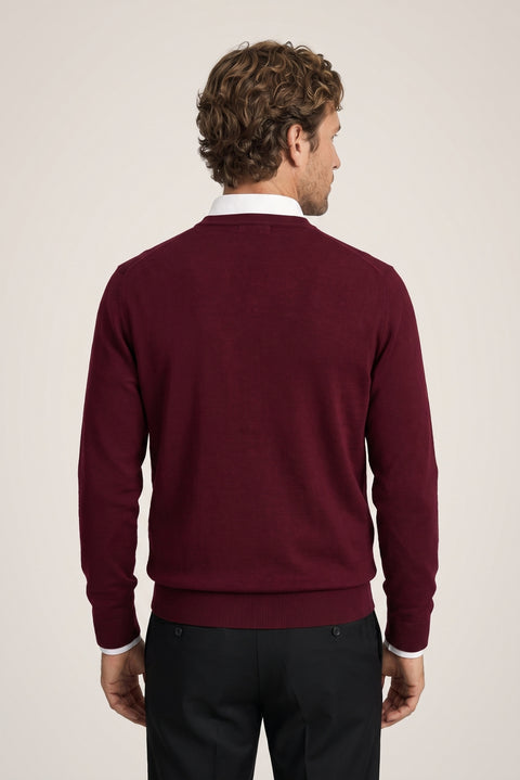 Koyu Bordo Bisiklet Yaka Regular Fit Triko Kazak