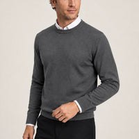 Medium Anthracite Mélange Crew Neck Regular Fit Knit Sweater