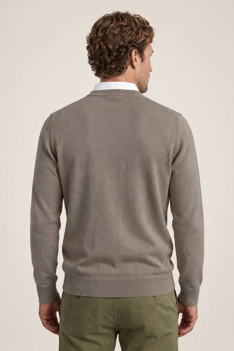 Mid Mink Crew Neck Regular Fit Knit Sweater