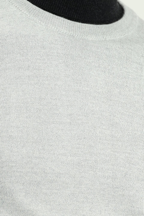 Light Grey Melange Crew Neck Regular Fit Wool Knitted Sweater