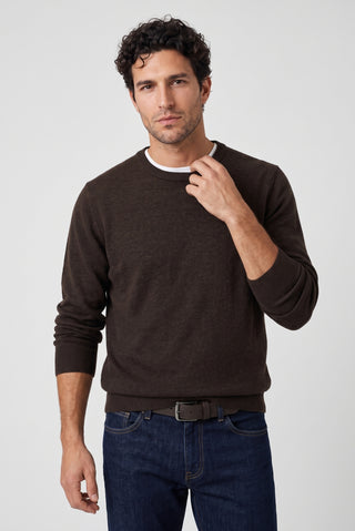  Koyu Kahve Melanj Bisiklet Yaka Regular Fit Yünlü Örme Triko Kazak