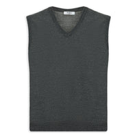 Medium Anthracite Melange V-Neck Wool Knitwear Sweater