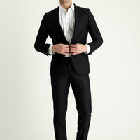 Black 6-Drop Regular Fit Standard Cut Suit