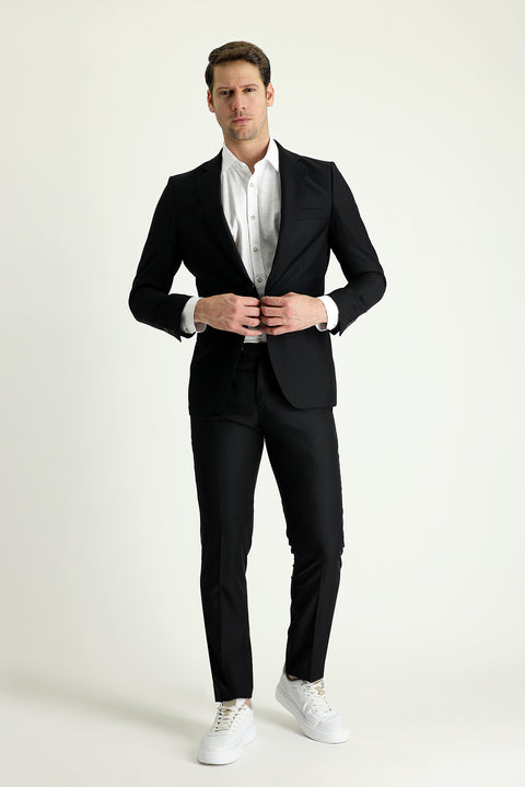 Black 6-Drop Regular Fit Standard Cut Suit