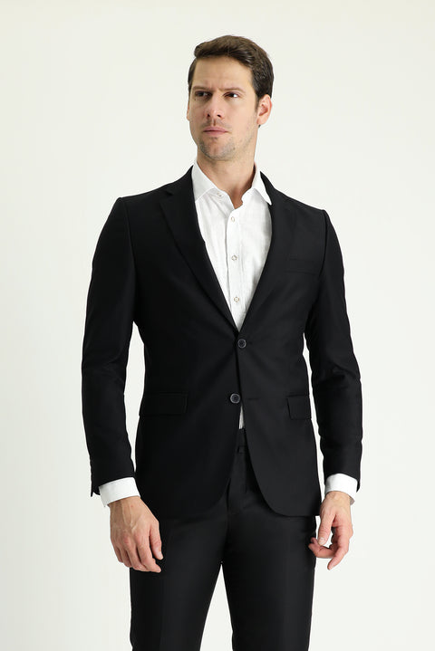 Black 6-Drop Regular Fit Standard Cut Suit