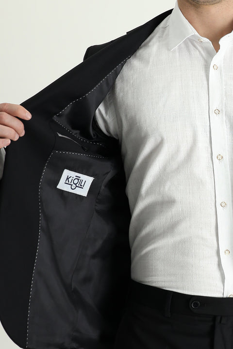 Black 6-Drop Regular Fit Standard Cut Suit