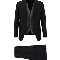 Açık Siyah 7 Drop Slim Fit Dar Kesim Kombinli Yelekli Takım Elbise