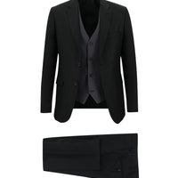 Black 7 Drop Slim Fit Narrow Cut Suit with Vest