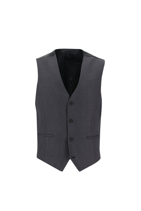 Black 7 Drop Slim Fit Narrow Cut Suit with Vest