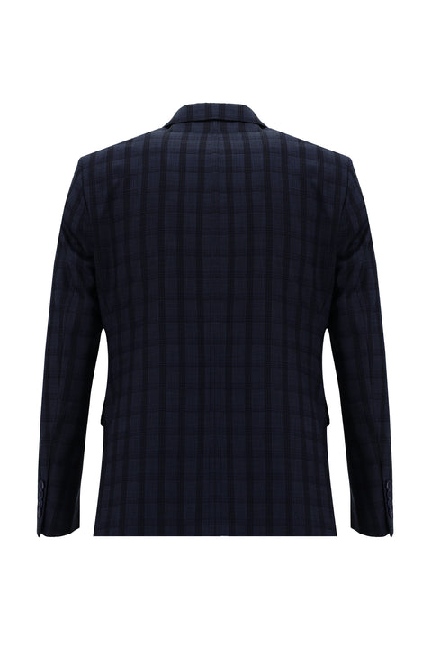 Light Navy Blue 6 Drop Regular Fit Standard Cut Plaid Suit