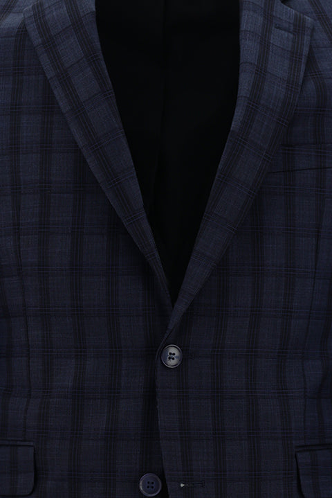 Light Navy Blue 7 Drop Slim Fit Plaid Suit