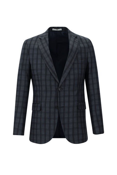 Medium Anthracite 7 Drop Slim Fit Plaid Suit
