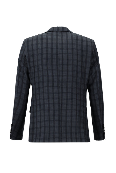Medium Anthracite 7 Drop Slim Fit Plaid Suit
