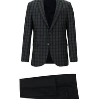 Black 6 Drop Regular Fit Standard Cut Plaid Suit