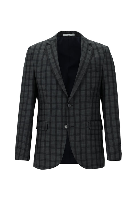 Black 6 Drop Regular Fit Standard Cut Plaid Suit