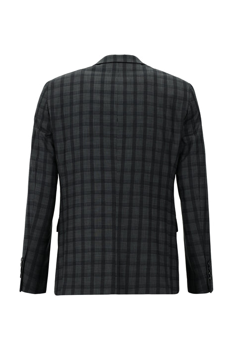 Black 6 Drop Regular Fit Standard Cut Plaid Suit