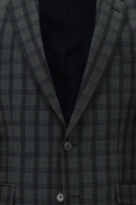 Black 6 Drop Regular Fit Standard Cut Plaid Suit
