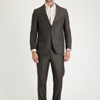 Medium Brown 6 Drop Regular Fit Standard Cut Patterned Suit
