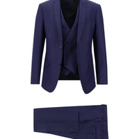 Orta Lacivert 7 Drop Super Slim Fit Eksra Dar Kesim Yelekli Takım Elbise