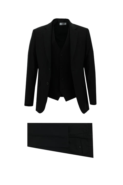 Black 7 Drop Slim Fit Suit with Vest