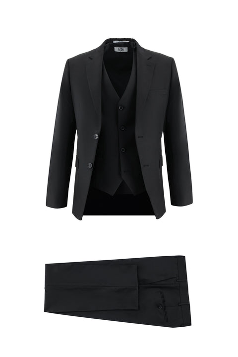 Black 7 Drop Slim Fit Suit with Vest