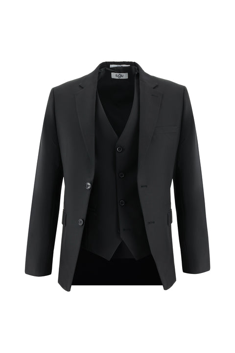 Black 7 Drop Slim Fit Suit with Vest