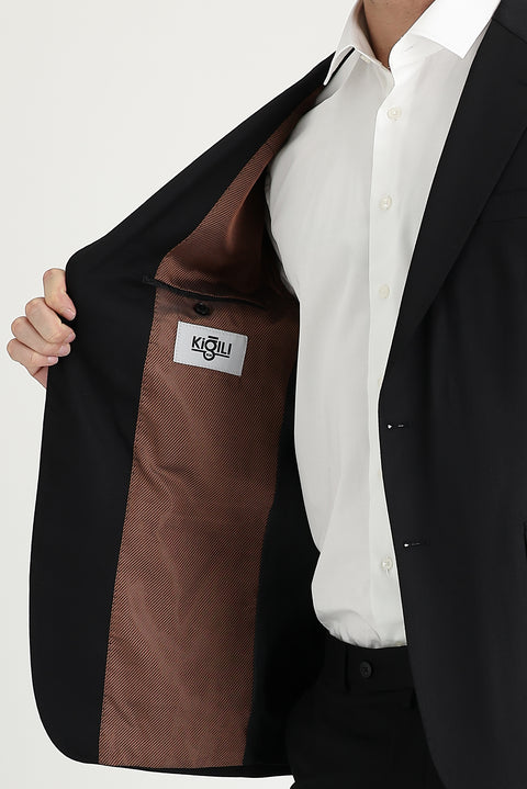 Black 6 Drop Regular Fit Standard Cut Patterned Suit