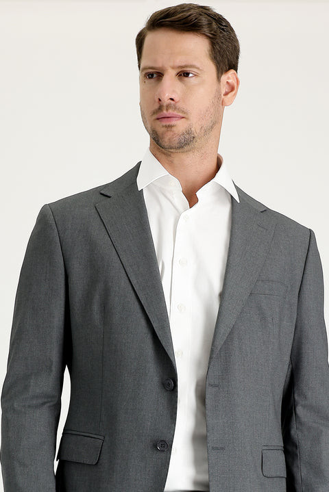 Medium Grey 6 Drop Regular Fit Standard Cut Patterned Suit