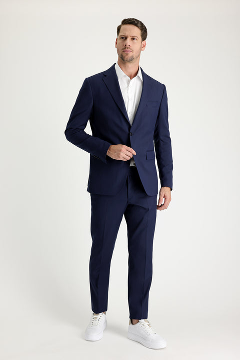 Light Navy Blue 7 Drop Slim Fit Patterned Suit