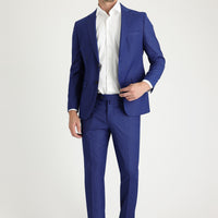 Navy Blue 7 Drop Slim Fit Patterned Suit