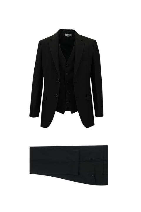 Black 7 Drop Slim Fit Suit with Vest