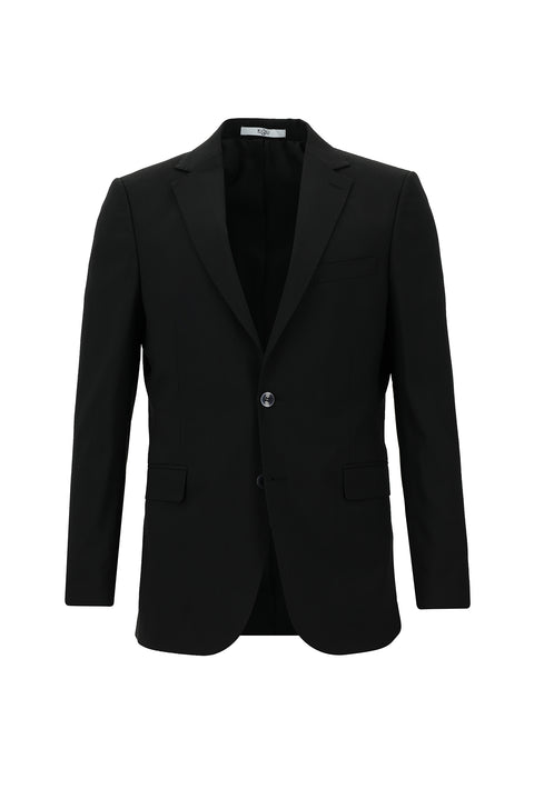 Black 4-Drop Relaxed Fit Wool Suit