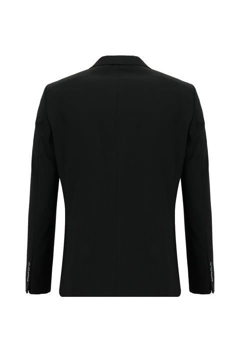 Black 4-Drop Relaxed Fit Wool Suit