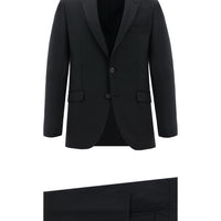 Black 4-Drop Relaxed Fit Wool Suit