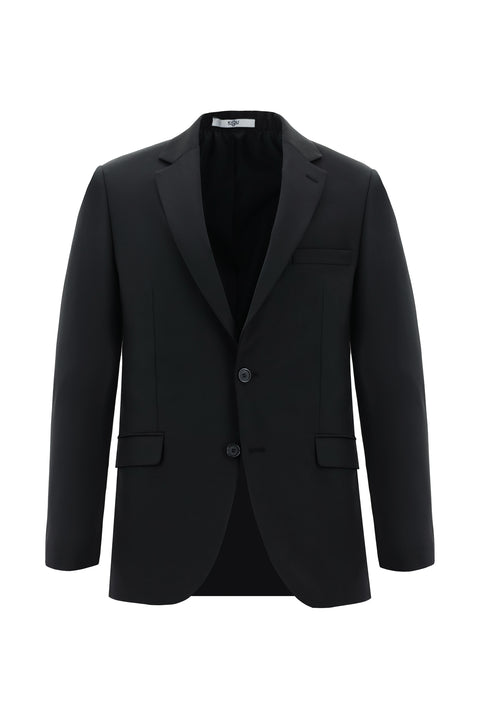 Black 4-Drop Relaxed Fit Wool Suit