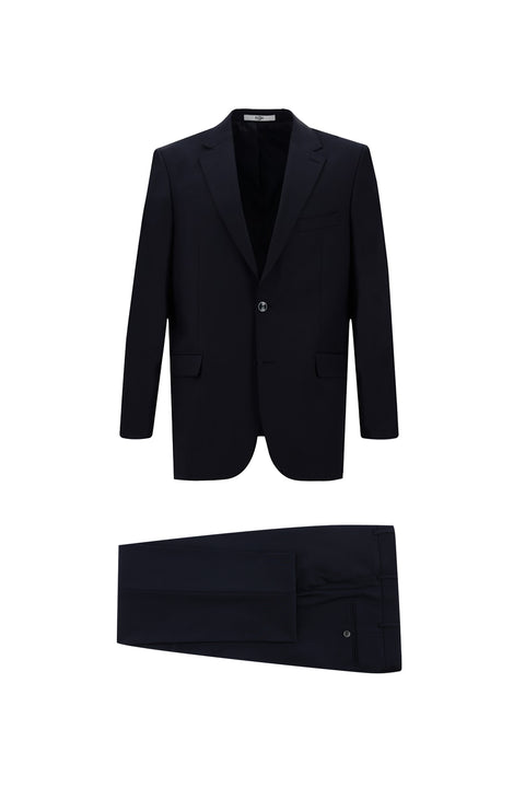 Dark Navy 4-Drop Relaxed Fit Wool Suit