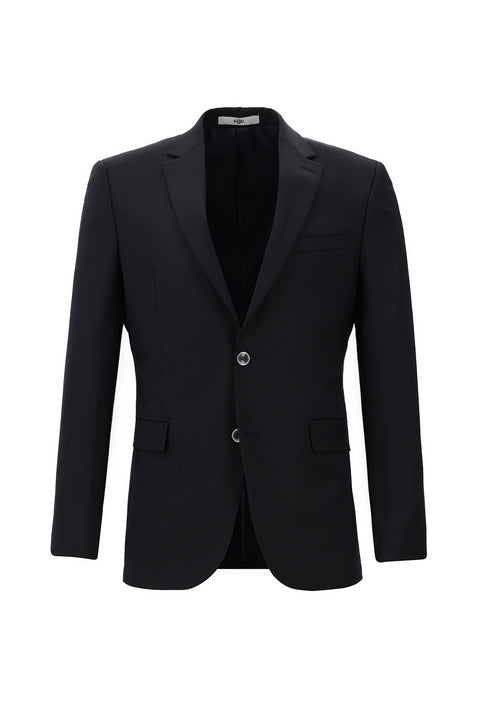 Black Navy 6 Drop Regular Fit Standard Cut Wool Suit
