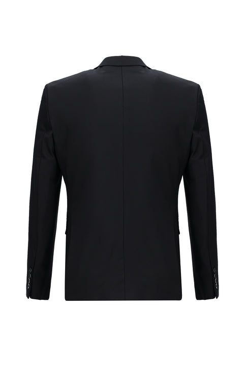 Black and Navy Blue 7 Drop Slim Fit Narrow Cut Wool Suit