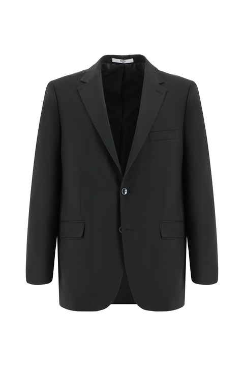Black 4-Drop Relaxed Fit Wool Suit