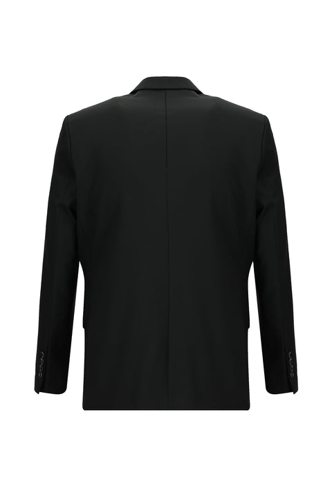 Black 4-Drop Relaxed Fit Wool Suit