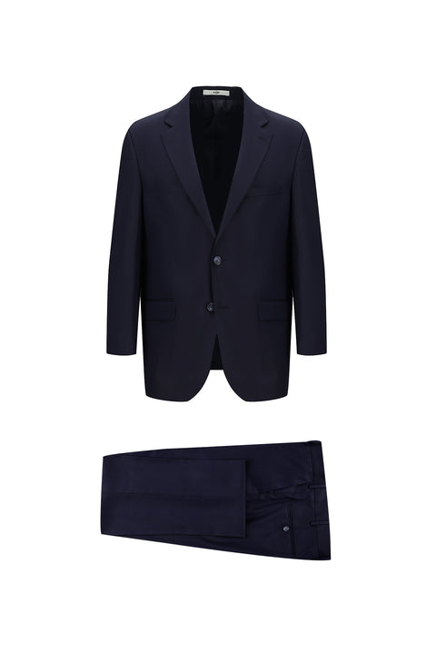 Dark Navy 4-Drop Relaxed Fit Patterned Suit