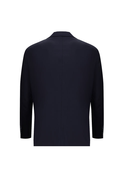 Dark Navy 4-Drop Relaxed Fit Patterned Suit