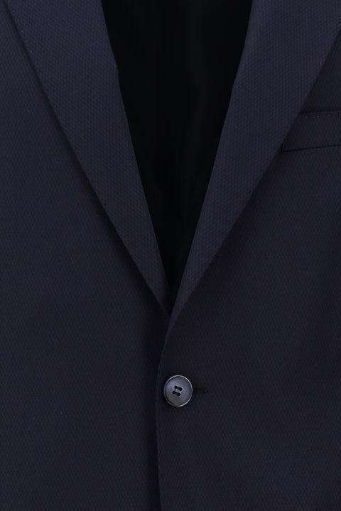 Dark Navy 4-Drop Relaxed Fit Patterned Suit