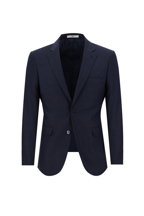 Dark Navy 6 Drop Regular Fit Standard Cut Elasticated Waist Drawstring Patterned Suit