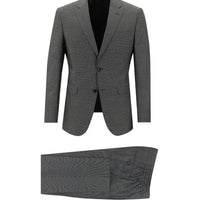 Medium Anthracite 7 Drop Slim Fit Narrow Cut Elastic Waist Drawstring Patterned Suit