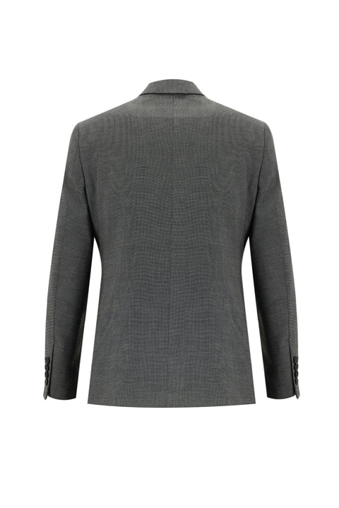 Medium Anthracite 7 Drop Slim Fit Narrow Cut Elastic Waist Drawstring Patterned Suit