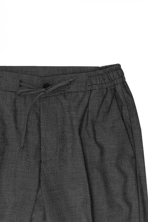 Medium Anthracite 7 Drop Slim Fit Narrow Cut Elastic Waist Drawstring Patterned Suit