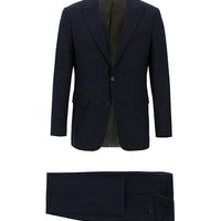 Dark Navy 6 Drop Regular Fit Standard Cut Elasticated Waist Drawstring Patterned Suit
